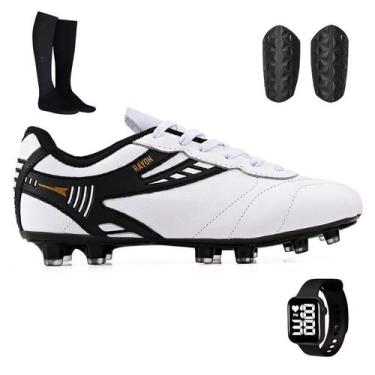 Imagem de Kit Chuteira Masculina Trava + Meião + Caneleira + Relógio - Light, Pr