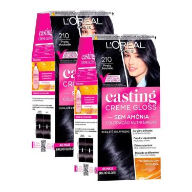 Imagem de Kit 2 Tintura Casting Creme Gloss L`oréal Paris 210 Preto Azulado
