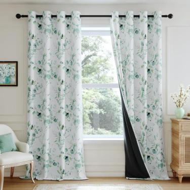 Imagem de Cortinas Xwincel 100% Blackout, 244 cm de comprimento, verde sálvia, f