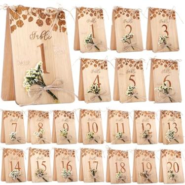 Imagem de Chunful Números de mesa de madeira para recepção de casamento 1-20 placas de números de mesa de casamento rústico para festa, chá de panela, banquete, restaurante, mesas de centro de mesa, decoração