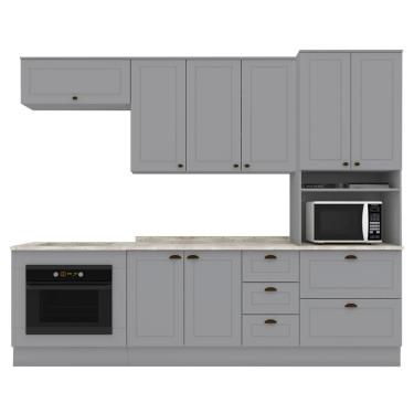 Imagem de Cozinha Modulada 7 Pecas 272 Cm Ce790 Americana Cinza Calcare Henn Cinza Calcare