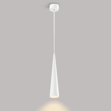 Imagem de Luminária Pendente Moderna De Led 12w Luminária Pendente De Teto De Alumínio Luminárias De Suspensão Com Altura Ajustável Para Sala De Estar Quarto Cabeceira Restaurante Bar, White-3000k, Cone