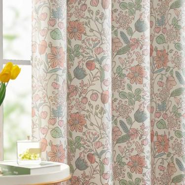 Imagem de Cortinas jinchan Nursery Blackout 90 polegadas rosa Spring Floral x2