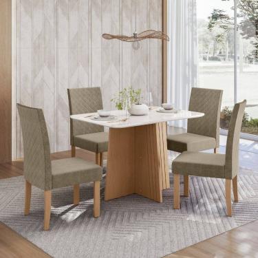 Imagem de Conjunto Sala Jantar Isa 90cm Vidro 4 Cadeiras Elegance Mel/Caramelo