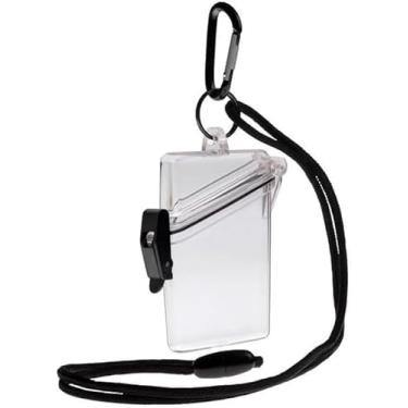 Imagem de Estojo transparente à prova d'água para crachá de cartão de identificação, estojo esportivo com cordão e chaveiro, crachás e suprimentos de identificação, porta-crachás