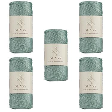Imagem de 5 novelos da Sensy Premium 2 mm 251 jardas corda de poliéster 100% fio de polipropileno cordão de macramê 2 mm cordão de crochê corda de macramê fio de crochê presente para tricô (Sage)