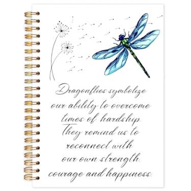 Imagem de Yhtrg Cadernos inspiradores Dragonfly, diário motivacional para mulheres, cadernos espirais positivos motivacionais libélulas para material escolar de escritório, 14 x 21 cm