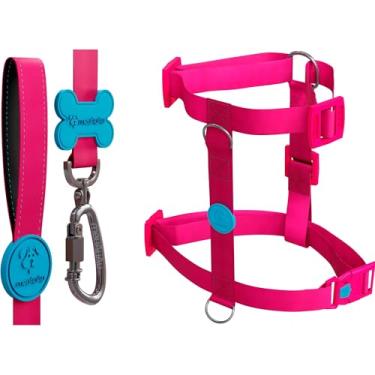 Imagem de Kit H 3 em 1 Com Peitoral H Para Cachorro, Guia Tradicional e QR Code Localizador (Rosa, M)