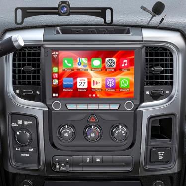 Imagem de Unidade de 15 cabeças Android 8 núcleos rádio estéreo para Dodge Ram Pickup 1500 2500 3500 2013 2014 2015 2016 2017 2018 com carro sem fio/Android auto/tela sensível ao toque/navegação GPS + câmera de