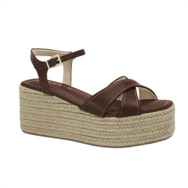 Imagem de Sandália Feminina Anabela Ramarim Marrom, Rum, 37