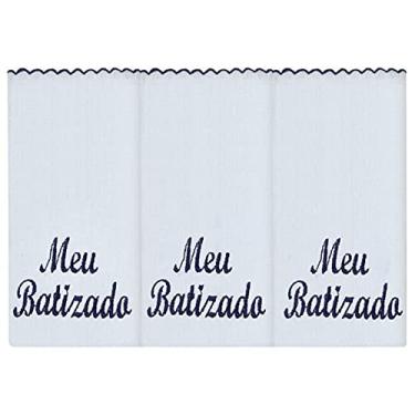 Imagem de Jogo Fralda de Ombro Borbada 100% Alg 03 Peças - Meu Batizado Marinho