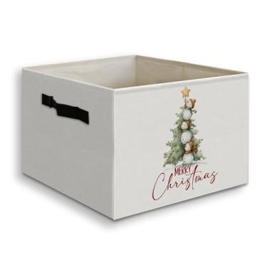Imagem de JUIOEIU Cesto de boneco de neve Merry Christmas, caixa de armazenamento dobrável com alças, árvore de Natal rústica boneco de neve, cesta organizadora dobrável para banheiro, crianças, quarto, roupas