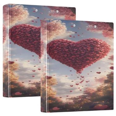 Imagem de xigua 3 fichários redondos com balão de coração comporta 200 folhas, à prova d'água, tamanho carta 3, fichários com bolsos internos transparentes de PVC e clipe de metal antiderrapante, 1 pacote