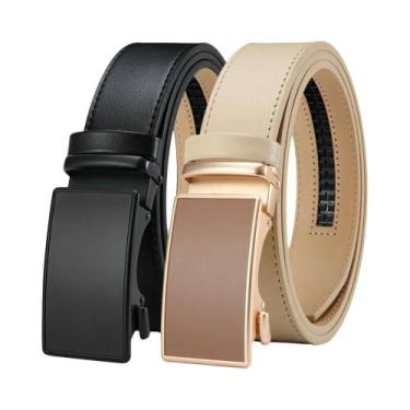 Imagem de Cinto De Couro Premium Masculino Com Fivela Metálica Automática, Cores