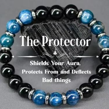 Imagem de Pulseira feminina masculina natural olho de tigre contas elásticas feitas à mão joias dinheiro riqueza cristal ioga amizade presente de Natal, Medium, Latão, Sem Pedra Preciosa