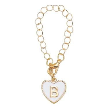 Imagem de Acessórios com pingente de letra para copo Stanley, nome inicial letra B, alça personalizada, formato de coração para copo moderno, branco, 0, Metal, Sem Pedra Preciosa