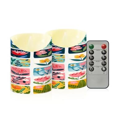 Imagem de Wassud Ilustrações planas de flores velas sem chama com controle remoto, velas realistas cintilantes com temporizador, velas decorativas para Natal, casamento, festa, decoração de casa pequena