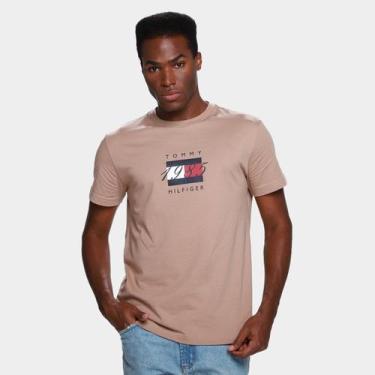 Imagem de Camiseta Tommy Hilfige Linear Flag Graphic Masculina, Laranja, G