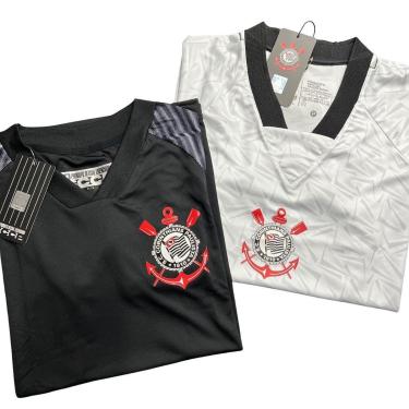 Imagem de Kit 2 Camisas Corinthians Baby Look Lines + Raglan Branca - Feminino-Feminino