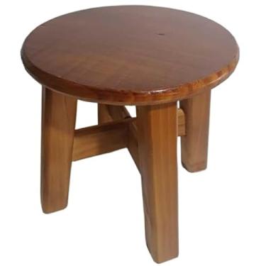 Imagem de Banco de Madeira - Banqueta Lacada em Madeira de Pinho 25cm(Imbuia)