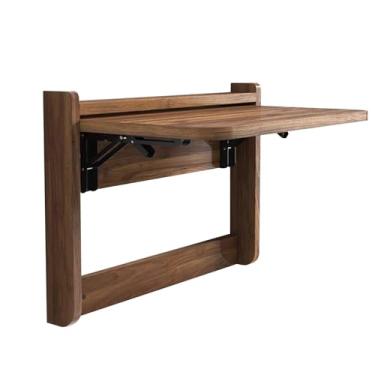 Imagem de Mesa dobrável de parede, mesa de computador dobrável de madeira maciça, mesas de parede para espaços pequenos, mesa flutuante dobrável para estudo, quarto, banheiro ou varanda (53,5 cm/21 pol, cor de