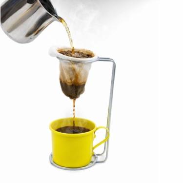 Imagem de Kit Mini Coador de Café Individual + Caneca Alumínio Amarelo