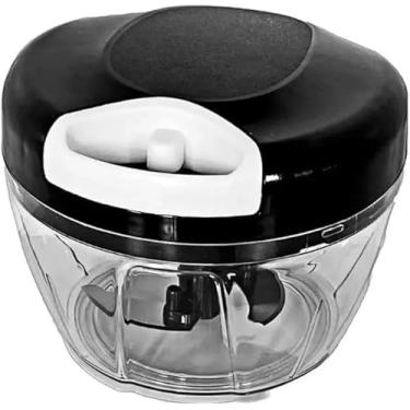 Imagem de Mini Processador Manual de Alimentos Alho Cebola 2 Lâminas Inox Preto 200 ml
