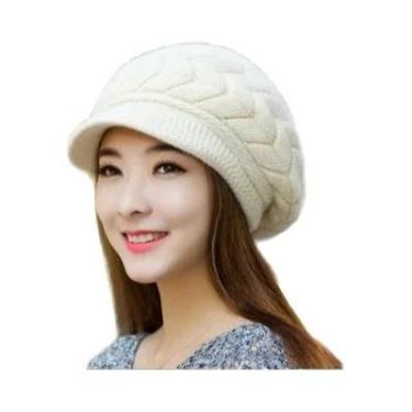 Imagem de Gorro De Inverno Feminino Quente De Lã Tricotada Estilo Retrô Para Esq