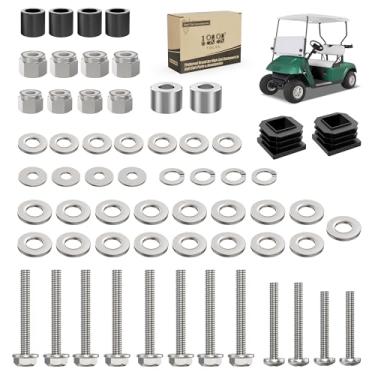 Imagem de 10L0L Kit de ferragens para carrinho de golfe para EZGO TXT/DCS/PDS/Medalhista (1994-2013) - Kit de reparo de buchas de parafuso de aço inoxidável com suporte superior dianteiro, OEM #75465-G01