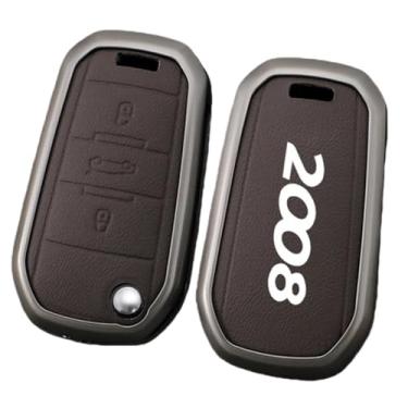 Imagem de Compatível com peugeot 2008 807 508 208 4008 5008 308 306 407 408 3008 carro remoto chave fob caso capa escudo chaveiro acessórios(C-brown)