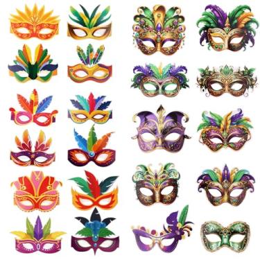 Imagem de 12un Máscaras de Carnaval e 12un Óculos de Carnaval, Baile Máscaras para o Mardi Gras para Mulheres Homens Decorações Festas Halloween e Acessórios Fantasia