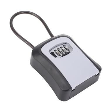 Imagem de aqxreight Caixa de Chaves Resistente à água para Montagem Em Parede Cofre de Chave de Combinação de 4 Dígitos para Maçaneta da Porta Cerca de Metal Trilhos Pretos As Cercas para Pendurar Em Qualquer