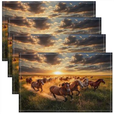 Imagem de Feelyou Jogo americano de mesa de cavalo para meninos e meninas, 45,7 x 30,5 cm, conjunto de 4 para crianças, mulheres, homens, decoração de animais fofos para cozinha, mesa de jantar, ambientes