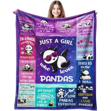 Imagem de Cobertor de panda para meninas, presentes de panda para mulheres, amantes de panda, presentes de aniversário, cobertor de flanela macia 127 x 101 cm