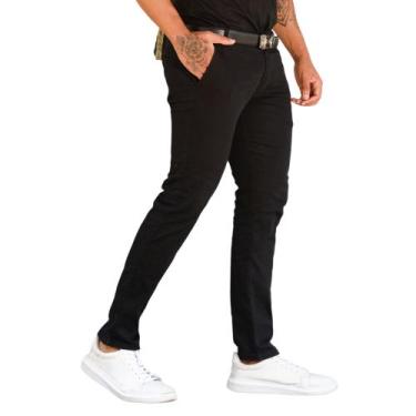 Imagem de Calça Sarja Social Masculina Bolso Embutido Slim - Mitchelgutto, Preto