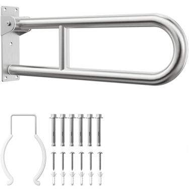 Imagem de Barra de apoio para vaso sanitário de aço inoxidável barras de apoio para banheiro (curto 23,5 cm)
