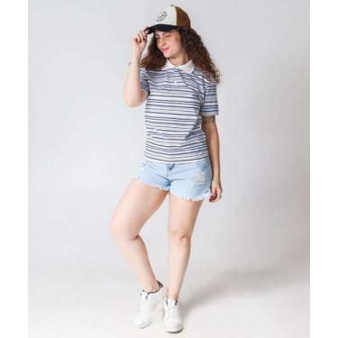 Imagem de Short Jeans Feminino Boyfriend Puídos-04031 - Akiyoshi, 38, Jeans azul
