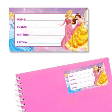 Imagem de Kit 14 Etiquetas Escolares M Princesas Rosa Caderno Menina Infantil Personalizado Adesivo Volta as Aulas