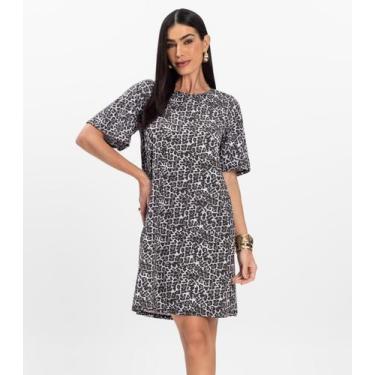 Imagem de Vestido Curto Estampado Feminino Rovitex Preto, P, Preto