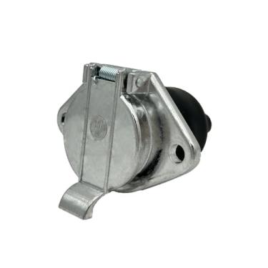 Imagem de MIOKCALE Conector elétrico de reboque redondo de 7 pinos para serviço pesado - Plugue de reboque de 7 pinos - Plugue semi reboque estilo SAE J560 Chicote de fiação de reboque