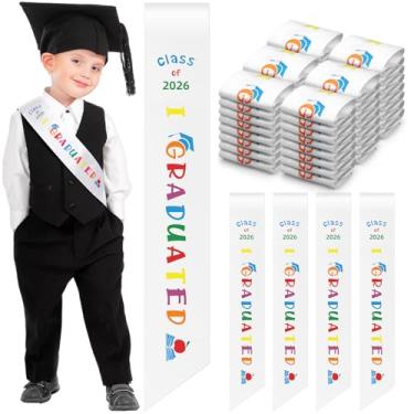Imagem de Berlune 48 unidades de faixa de formatura pré-escolar escolar classe de 2026 pré-escola jardim de infância estolas de formatura a granel para crianças estudantes (branca)