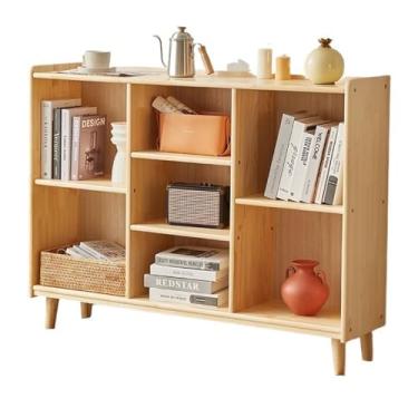 Imagem de Prateleira de armazenamento de quarto de madeira maciça, estante simples armário organizador independente moderno (cor: 120 x 30 x 65 cm) (120 x 30 x 90 cm 7 grades B)