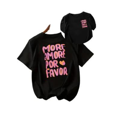 Imagem de Camiseta Casual Feminina De Manga Curta Com Estampa De Coração Rosa Es