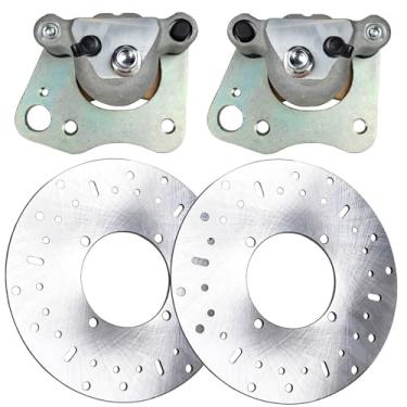 Imagem de Vanlison Pinças de freio dianteiras esquerda direita + conjunto de 2 discos de freio dianteiro compatível com Polaris Sportsman 400 450 700 800 ETX Scrambler 500 Trail Boss Trail Blazer Hawkeye OE