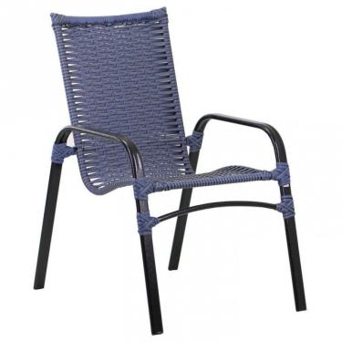 Imagem de Cadeira Emily Em Alumínio Com Pintura Eletrostática área - Trama Azul Dark