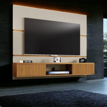Imagem de Painel Para Tvs 65 âmbar Off White e Cinamomo Ripado Bechara