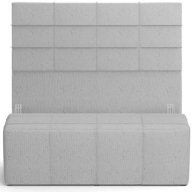 Imagem de Kit Cabeceira Cama Box Casal 140cm Com Calçadeira Roma W01 Linho Cinza - Lyam