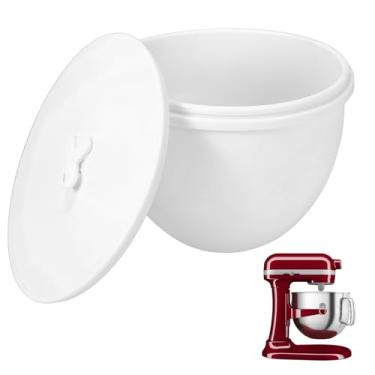 Imagem de Forros de tigela de silicone para batedeiras KitchenAid de 7 litros, inserções de tigela de mistura com tampas, acessórios de reposição para mixer (branco, 1 peça)