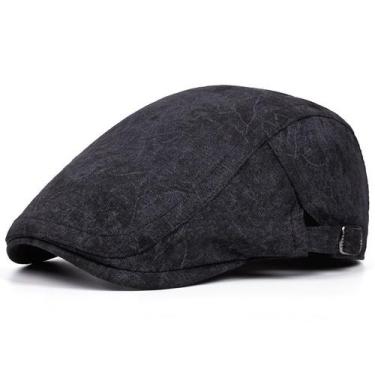 Imagem de Chapéu Gatsby Newsboy vintage lavado preto com tampa plana para homens