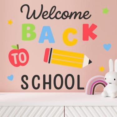 Imagem de Adesivos de parede Welcome Back to School Cartoon Pencil Apple - yiwei
